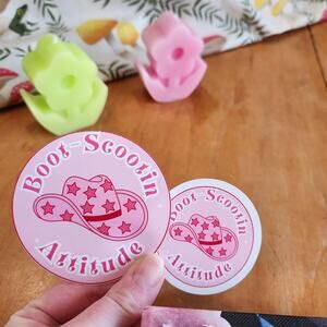 Sassy Western Cowgirl Hat Pink Sticker Boot Scootin' Funny Girly Gift Rodeo Girl